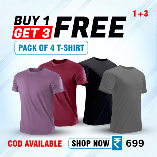 Men's T-Shirt Pack of 4 👕 (Buy 1 GET 3 FREE🔥🔥)